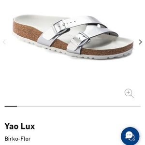 Birkenstock Yao Lux Birko Flor Silver Metallic Sandals Size 37